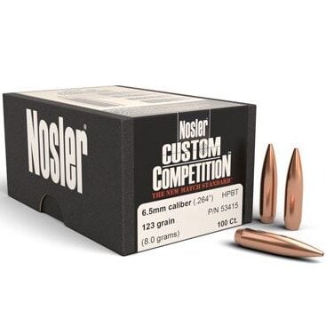 Nosler .264 / 6.5mm 123 Grain Hollow Point Boat Tail Custom Competition (100)