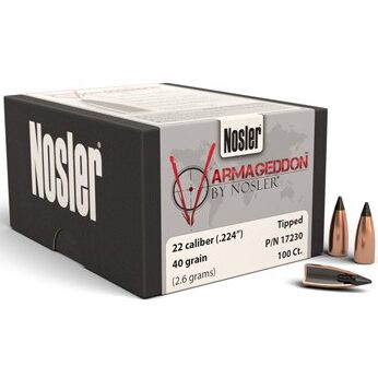 Nosler .224 / 22 40 Grain Varmageddon Flat Base Tipped (100)