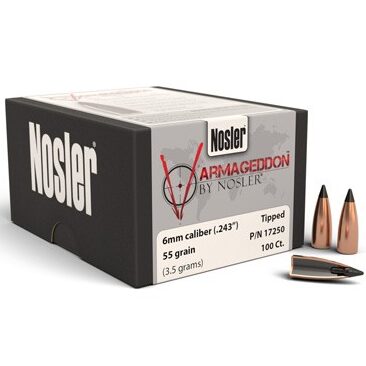 Nosler .243 / 6mm 55 Grain Varmageddon Flat Base Tipped (100)