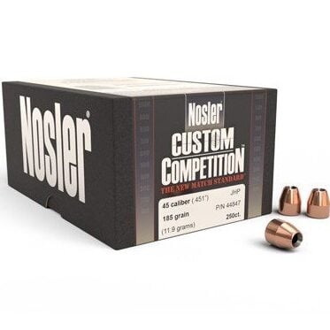 Nosler .451 / 45 185 Grain Jacketed Hollow Point Custom Competition (250)