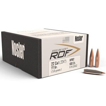 Nosler .224 / 22 77 Grain Hollow Point Boat Tail Reduced Drag Factor (100)