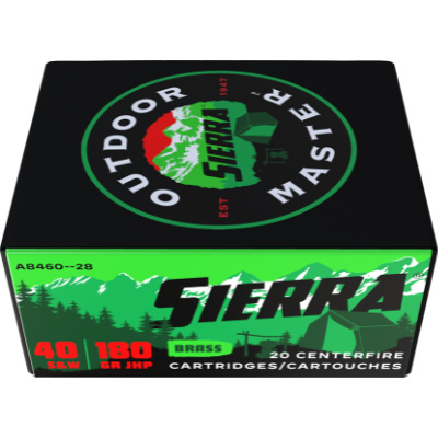 Sierra 40 S&W 180 Grain Jacketed Hollow Point Ammunition (20 Rounds) Outdoor Master