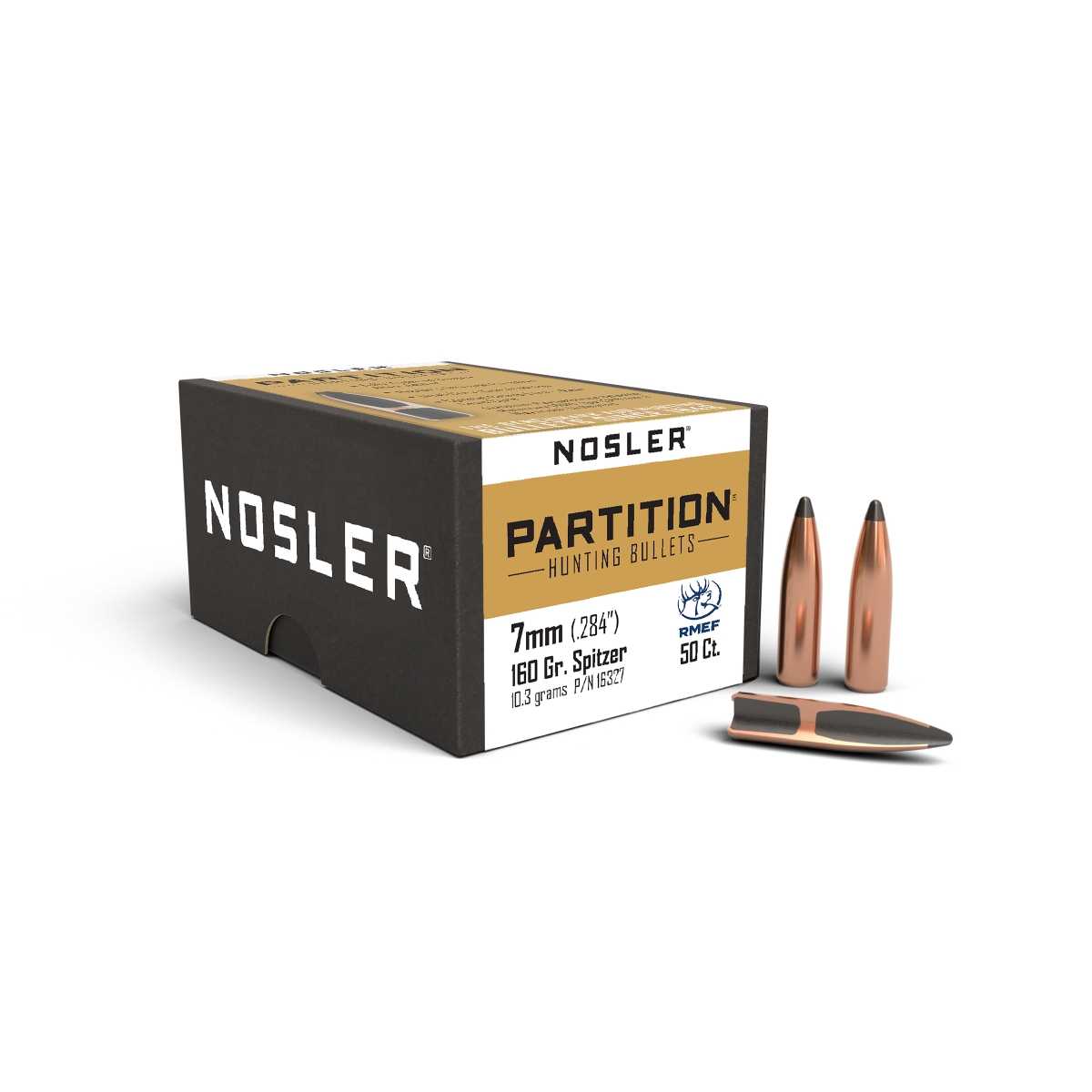 Nosler .284 Diameter 160 Grain Sptizer Partition 50 Count Bullets - Image 3