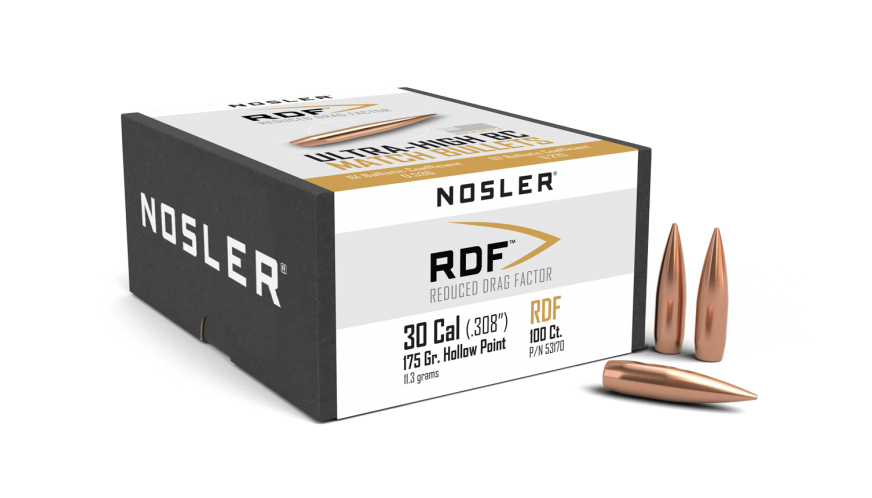 Nosler 308 Diameter 175 Grain Boat Tail Hollow Point RDF Bullets