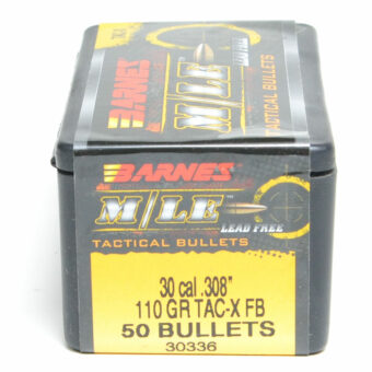 Barnes .308 Diameter 110 Grain Flat Base Hollow Point Tactical 50 Count Bullets