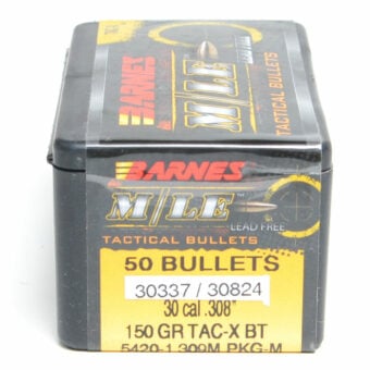 Barnes .308 Diameter 150 Grain Boat Tail Hollow Point Tactical 50 Count Bullets