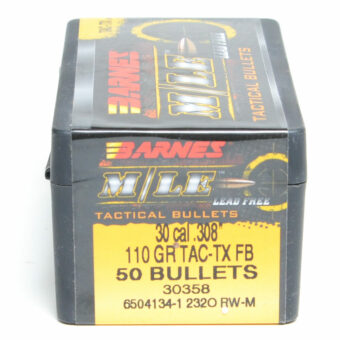 Barnes .308 Diameter 110 Grain Flat Base Hollow Point Tactical 50 Count Bullets