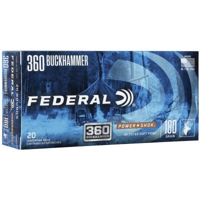 Federal Power-Shok Ammunition 360 Buckhammer 180 Grain Jacketed Soft Point Box of 20