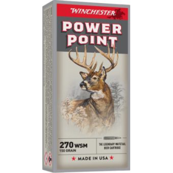 Winchester Ammunition 270 Winchester Short Magnum (WSM) 150 Grain Power-Point Spire Point 20 Count