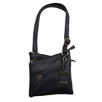 Bulldog Cases Cross Body Purse with Holster Ambidextrous Most Small Pistols & Revolvers Leather Black Medium