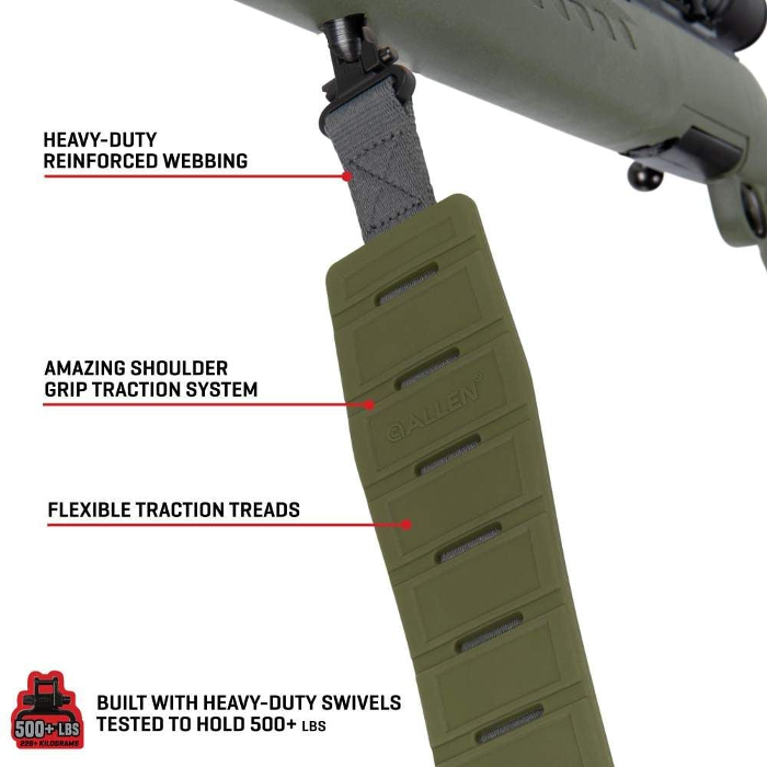 Allen KLNG Traction Padded Sling with Sling Swivel Rubber Ranger Green 40.5" - Image 3