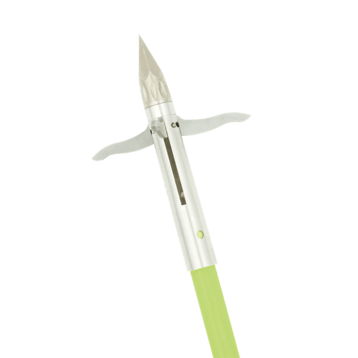 Muzzy Iron Fiberglass Bowfishing Arrow with 3-Barb Fish Point Chartreuse 32" - Image 5