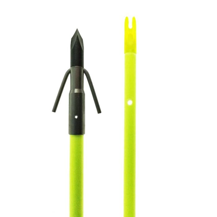 Muzzy Iron Fiberglass Bowfishing Arrow with 3-Barb Fish Point Chartreuse 32" - Image 2