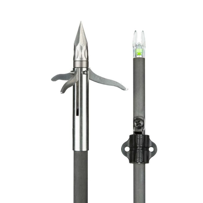 Muzzy Iron Carbon Bowfishing Arrow with 3-Barb Fish Point, Slide, & Nockturnal Nock Green 38"