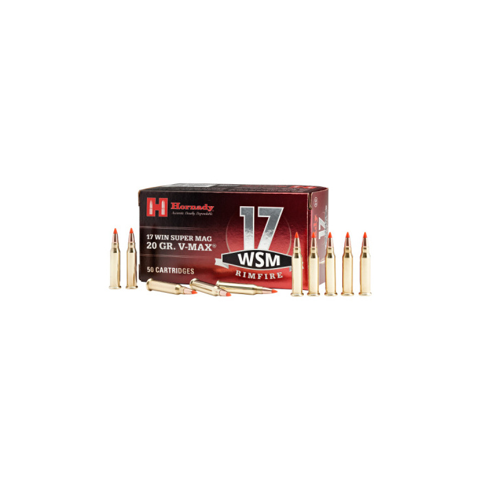 Hornady Ammunition 17 Winchester Super Magnum 20 Grain V-MAX Polymer Tip 50 Count