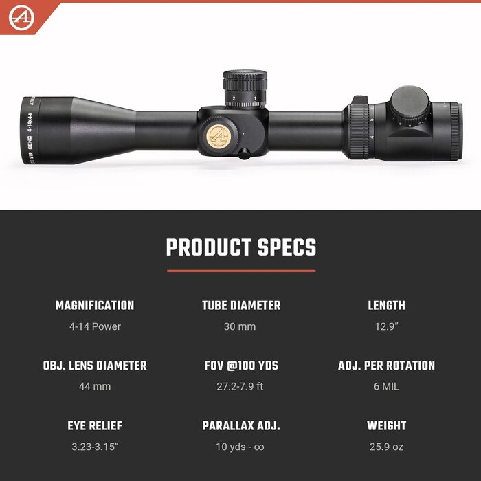 Athlon Optics Talos Gen 2 Rifle Scope First Focal Plane 4-14x44mm Illuminated APLR2 Reticle Black - Image 3