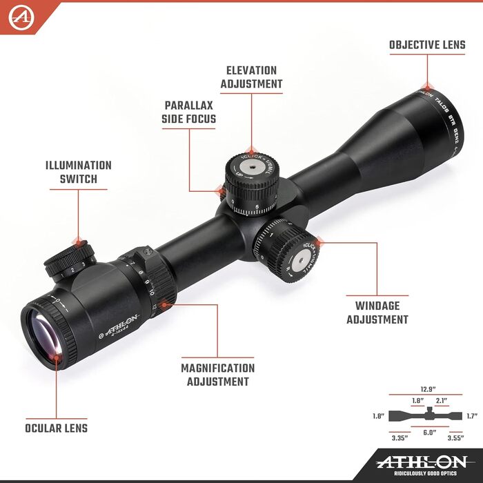 Athlon Optics Talos Gen 2 Rifle Scope First Focal Plane 4-14x44mm Illuminated APLR2 Reticle Black - Image 2