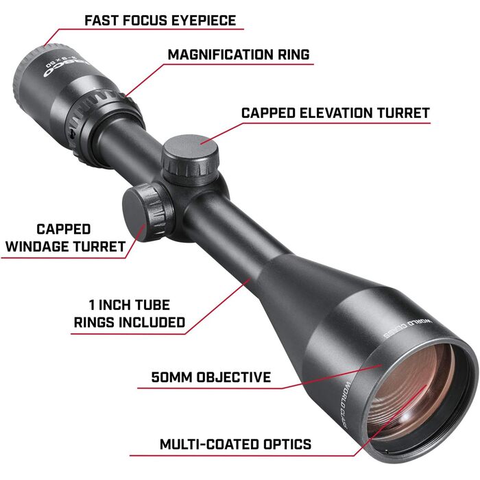 Tasco World Class Rifle Scope 3-9x50mm 30/30 Reticle Black - Image 3